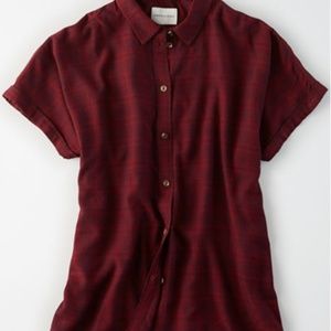 AE Plaid Short Sleeve Button-up